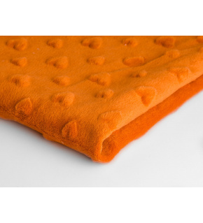 Minky fabric with hearts, 320 g/m², width 160 cm, by the meter, orange