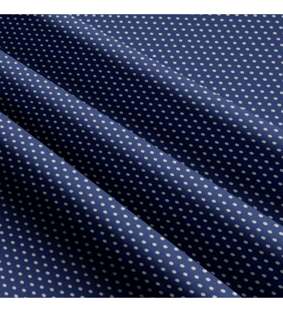 Children's cotton fabrics, by the meter. Dot 3 mm, white on blue