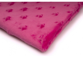 Minky Microfleece Fabric Stars, Color Fuchsia 23