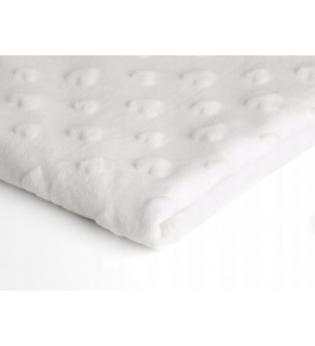 Minky fabric with hearts, 320 g/m², width 160 cm, by the meter, white