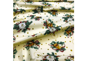 Christmas cotton fabric, by the meter, width 160 cm, Christmas motif on Yellow