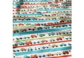 Children's cotton fabric by the meter Car on White