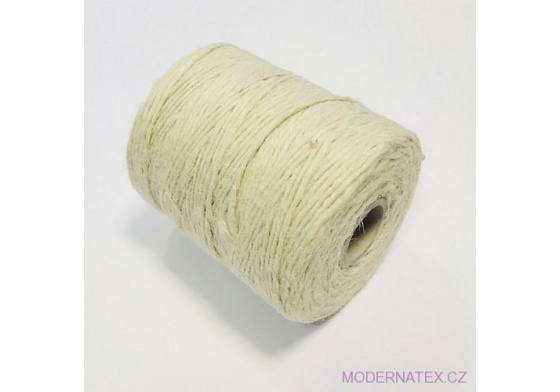 Šnůrka pletená jutová barva bílá 31 m