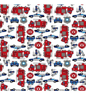 Children's cotton fabric by the meter Police on White