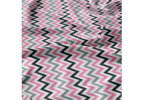 Decorative children's cotton fabrics, by the meter. Zigzag Pink, Gray, and Black