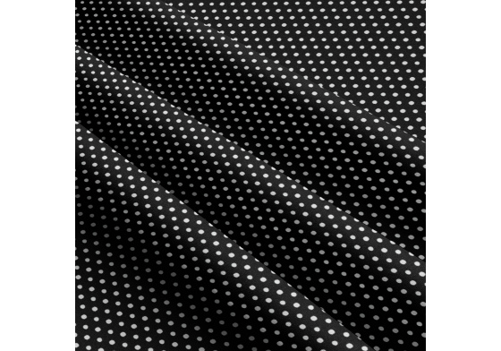 Children's cotton fabrics, by the meter. Dot 3 mm, White on Black