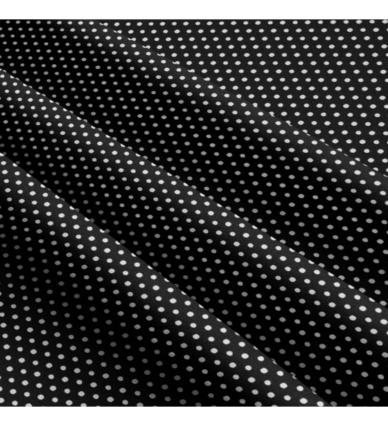 Children's cotton fabrics, by the meter. Dot 3 mm, white on Black
