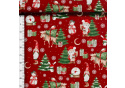 Christmas cotton fabric, by the meter, width 160 cm, Snowman on Red