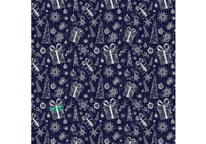 Christmas cotton fabric, by the meter, width 160 cm, Christmas pattern on Garnet