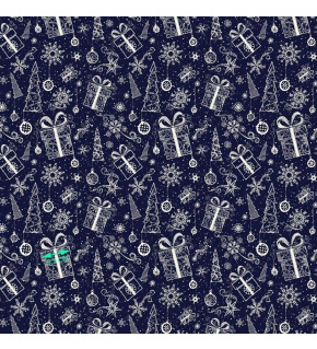 Christmas cotton fabric, by the meter, width 160 cm, Christmas pattern on blue