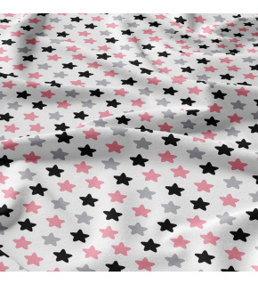 Children's cotton fabric 100% cotton, 125 g/m², width 160 cm, pink gingerbread on white