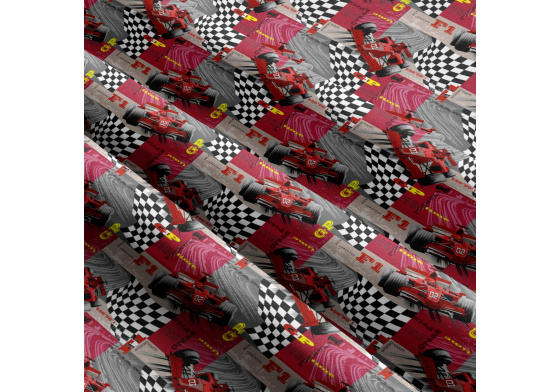 Children's cotton fabric by the meter Formula F1 sport