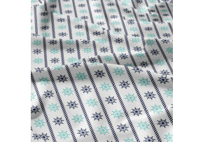 Children's cotton fabric by the meter Steering Wheels Blue and Mint on White