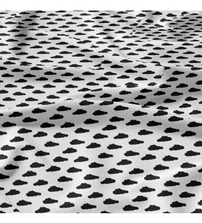 Cotton fabric 100% cotton, 125 g/m², width 160 cm, black cloud on white