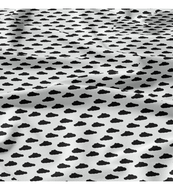 Cotton fabric 100% cotton, 125 g/m², width 160 cm, black cloud on white
