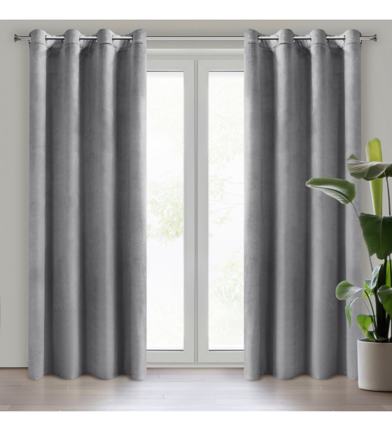 Jednobarevné závěs s průchodkami ŠEDÁ 140x250 cm