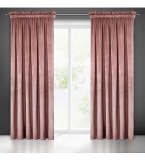 Decorative velvet curtain with pleating tape PINK 140x270 cm