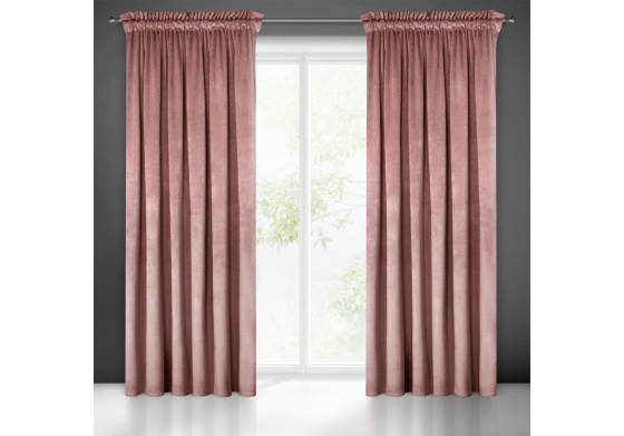 Jednobarevné Závěs s řasící páskou RÚŽOVÝ 140x250 cm