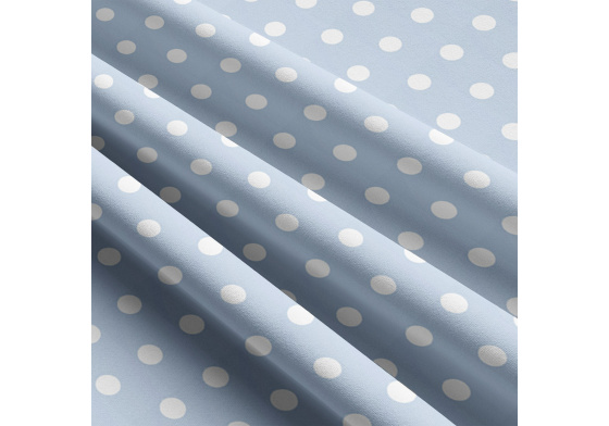 Children's cotton fabrics, by the meter. Dot 22 mm, White on Light.Blue