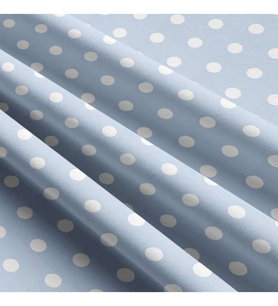 Children's cotton fabrics, by the meter. Dot 22 mm, white on Lt.Blue