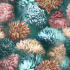 Velvet upholstery fabrics with print, Chrysanthemums on Mint