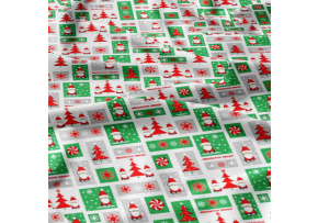 Christmas cotton fabric, by the meter, width 160 cm, Christmas Red-Green on White Christmas cotton fabric, by the meter, width 160 cm, Christmas Red-Green on White