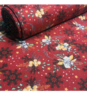 Christmas cotton fabric, by the meter, width 160 cm, Christmas motif on Red