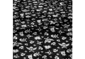 Cotton Fabric Skulls White on Black