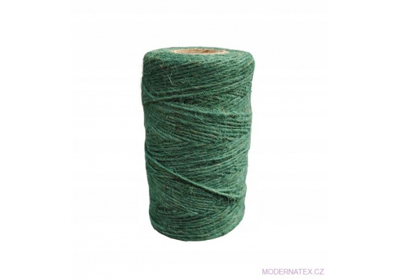Šnůra pletená jutová 100gr, 31m barva zelená