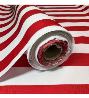 Outdoor fabric Pergola (Oxford), 200 g/m², width 160 cm, white-red stripes 5 cm
