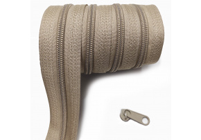 Beige spiral zipper 5 mm by the meter