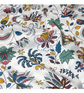 Cotton fabric 100% cotton, 125 g/m², width 160 cm, flowers on white
