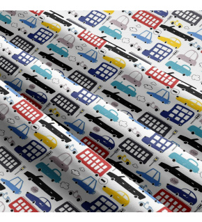 Children's cotton fabric by the meter Cars on Red