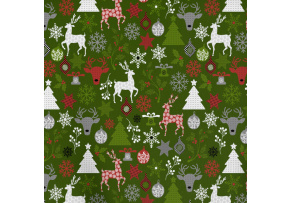 Christmas cotton fabric, by the meter, width 160 cm, MIX on Green