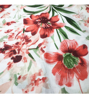 Cotton fabric 100% cotton, 125 g/m², width 160 cm, flowers on white