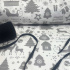 Christmas cotton fabric, width 160 cm, MIX Grey on White