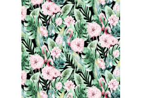 Cotton Fabric Garden Green on Black