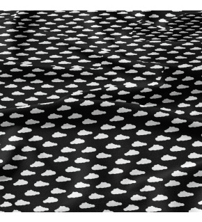 Cotton fabric 100% cotton, 125 g/m², width 160 cm, white cloud on black
