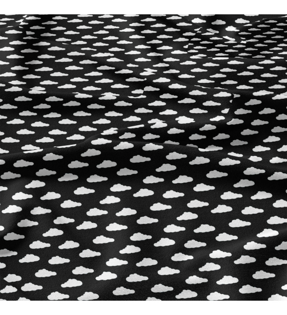 Cotton fabric 100% cotton, 125 g/m², width 160 cm, white cloud on black