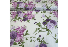 Cotton Fabric Flowers on Yellow, 160 cm Width