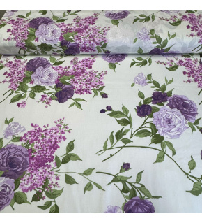 Cotton fabric 100% cotton, 125 g/m², width 160 cm, flowers on yellow