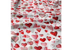 Decorative cotton fabric, by the meter, Red Hearts on White Decorative cotton fabric, by the meter, Red Hearts on White