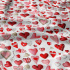 Decorative cotton fabric, by the meter, Red Hearts on White