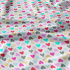 Decorative cotton fabric, by the meter, Multicolored Hearts on White
