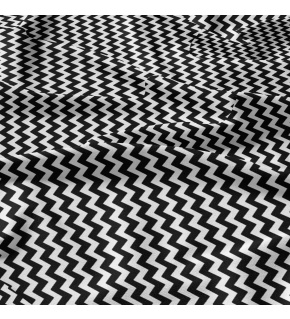 Decorative children's cotton fabrics, by the meter. Zigzag black