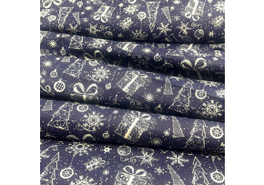 Christmas cotton fabric, by the meter, width 160 cm, Christmas pattern on Garnet