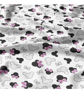 Cotton fabrics, by the meter. Rosettes in Pink and White