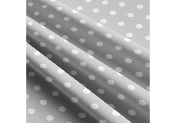 Children's cotton fabrics, by the meter. Dot 22 mm, White on Gray