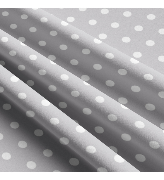 Children's cotton fabrics, by the meter. Dot 22 mm, white on Grey