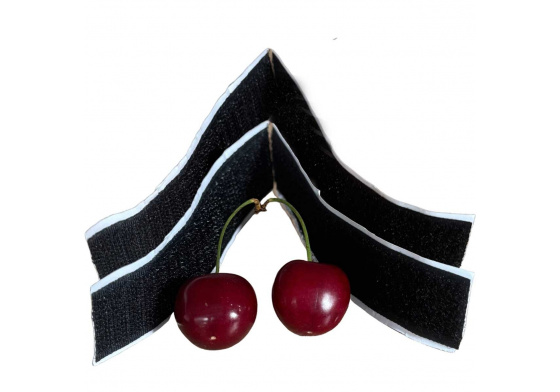 Black hook and loop tape with adhesive 2x20 cm, width 20 mm